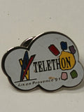 Pin's ancien Téléthon vintage rétro, badge collection France, objet publicitaire