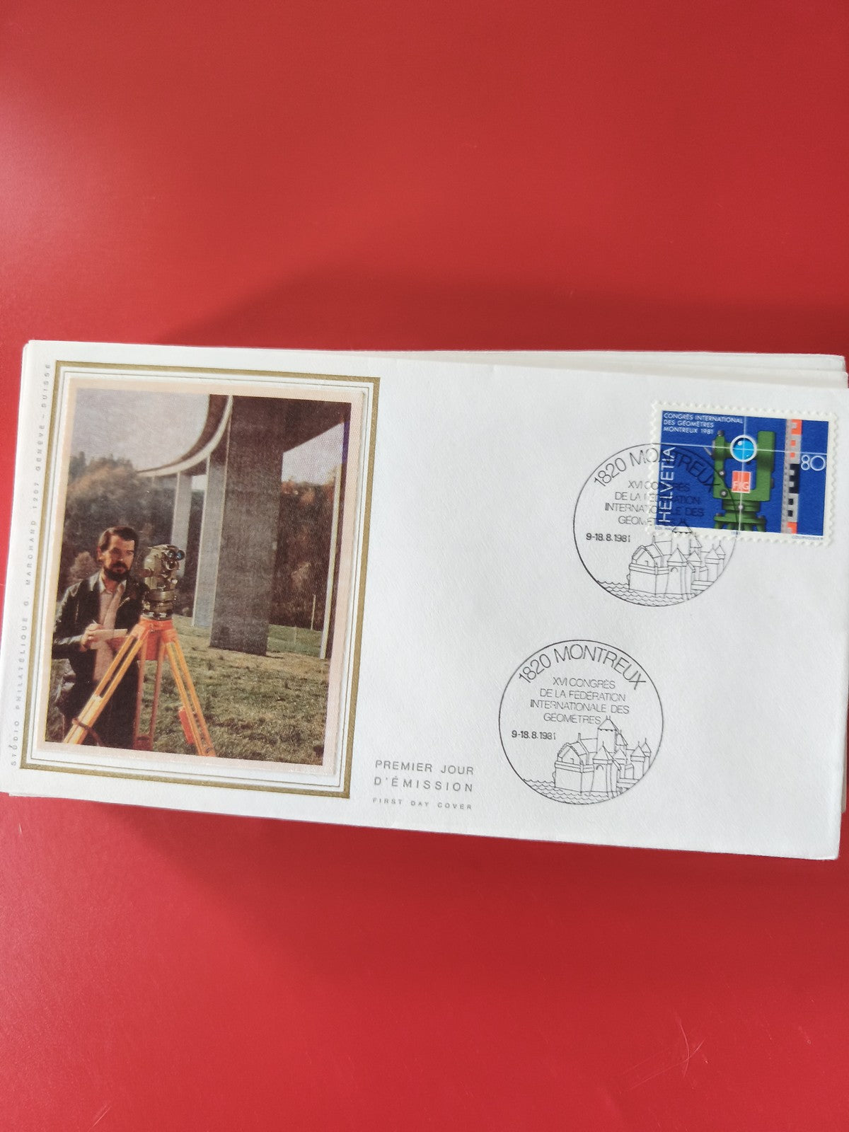 Enveloppe philatélie Premier Jour Montreux 1981 géomètres timbre 0,80 CHF