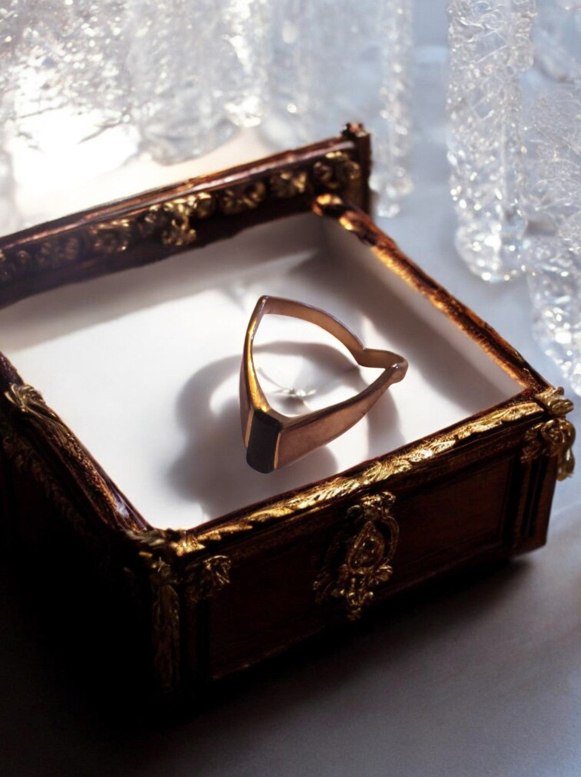 Vintage-Ring, vergoldet, geometrische Form, Größe 52, elegantes Retro-Design
