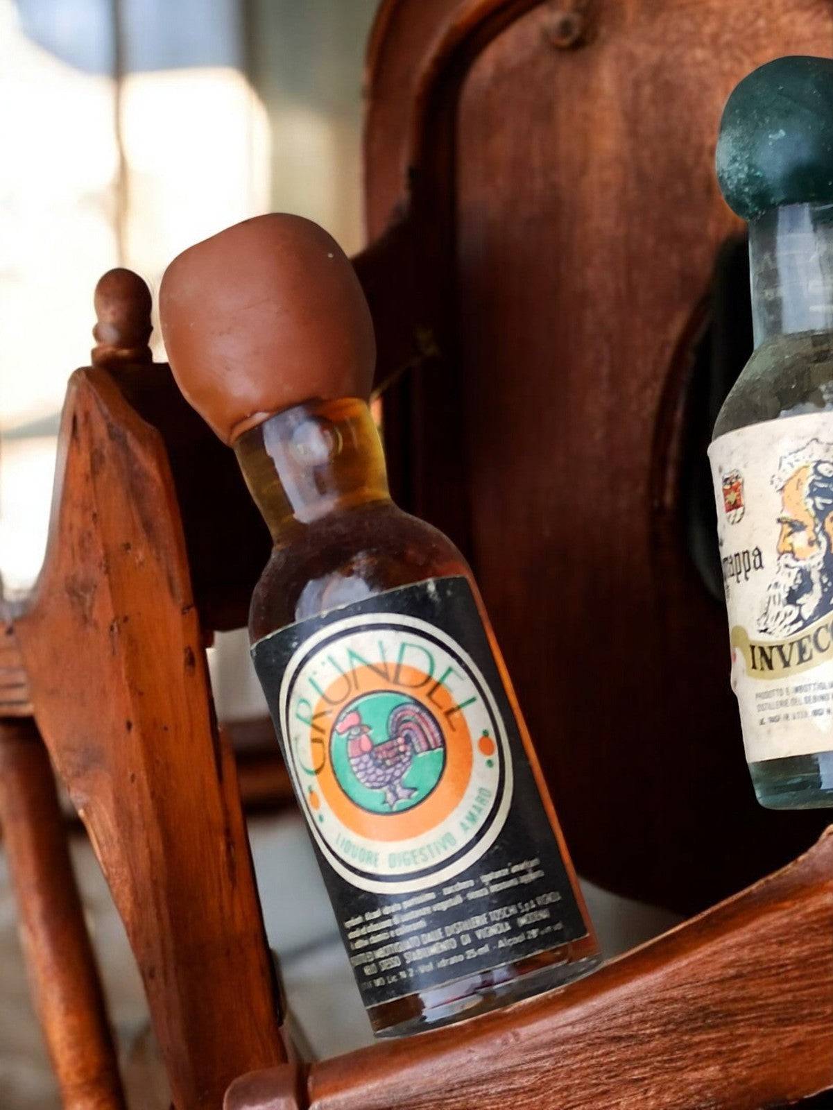 Mini bouteille ancienne Grundel mignonette vintage digestif rétro déco bar