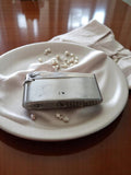 Briquet vintage métal argenté, style rétro, gravé S.M., ancien, non testé