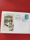 Enveloppe philatélie Suisse Luzern, illustration paysage, timbre 75, oblitérée