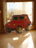 Pin's vintage 4x4 rouge rétro – Accessoire véhicule stylisé années 80