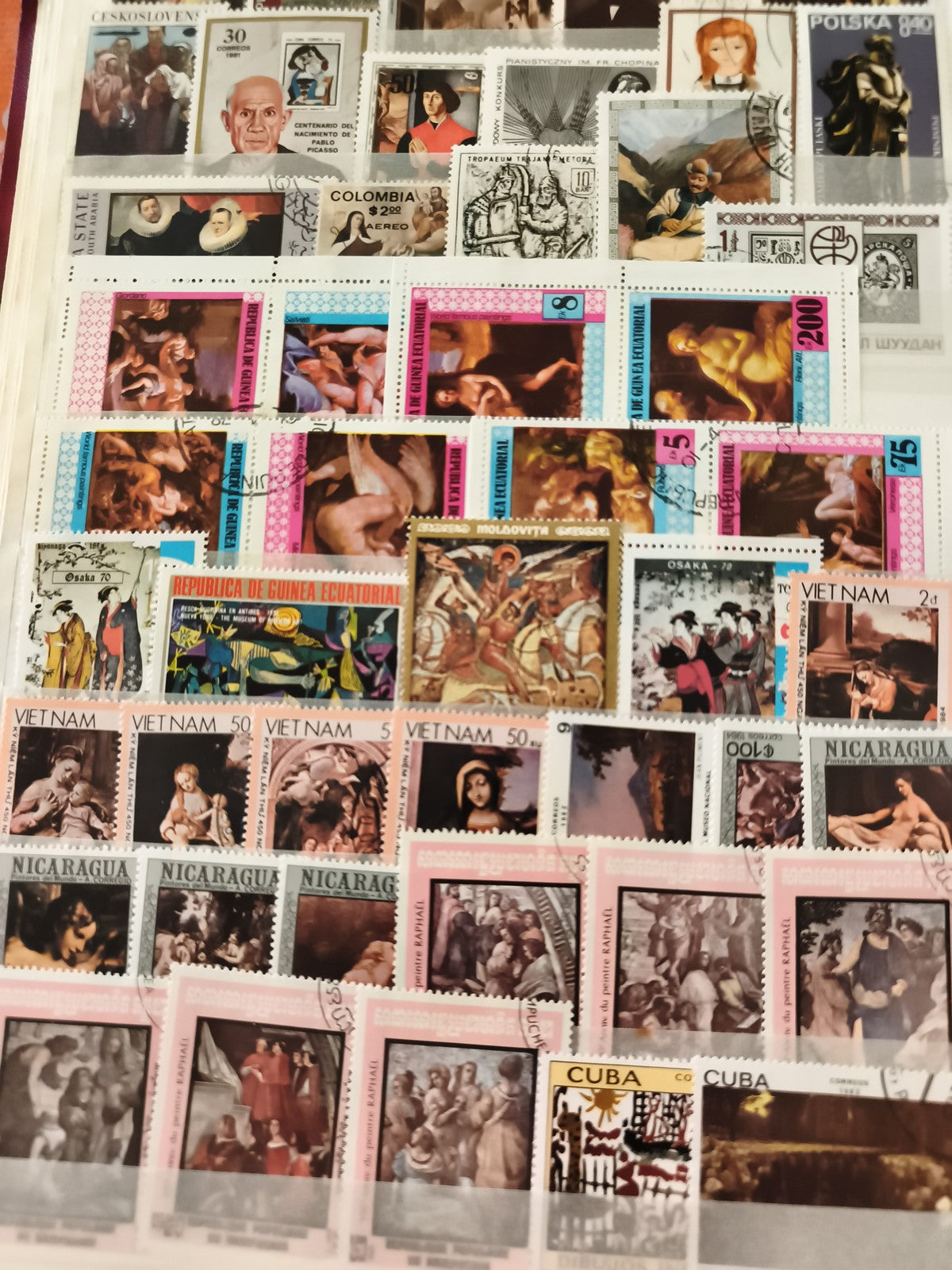 Timbres thématiques œuvres d’art pays variés oblitérés philatélie