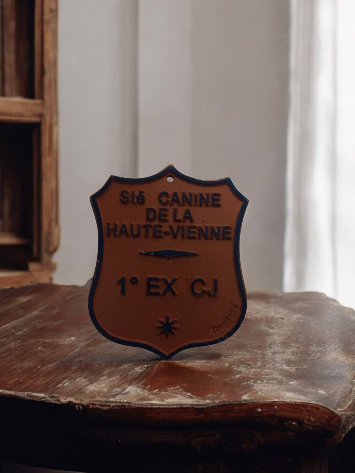 Plaque ancienne Société Canine Haute-Vienne métal, cynophile vintage, trophée