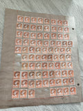 Gros lot anciens timbres Marianne 25c orange sur planche philatélie étude