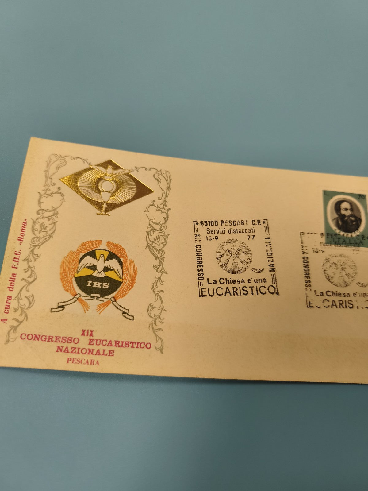 Enveloppe FDC premier jour d?émission XIIe Congrès Eucharistique Pescara Italie