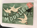 Carte postale ancienne Ne m’oubliez pas colombes fleurs CPA vintage
