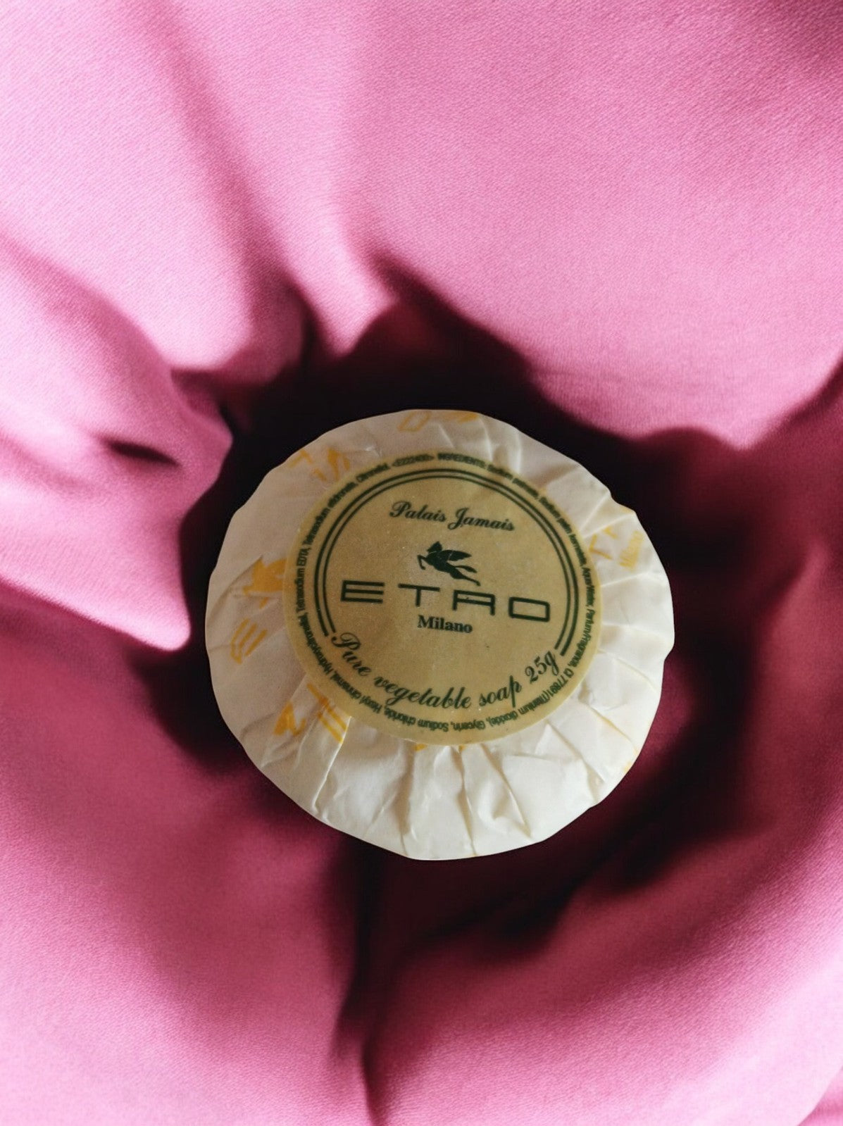 Savon d’hôtel vintage Etro Milano Palais Jamais, pure végétale, luxe, 25g