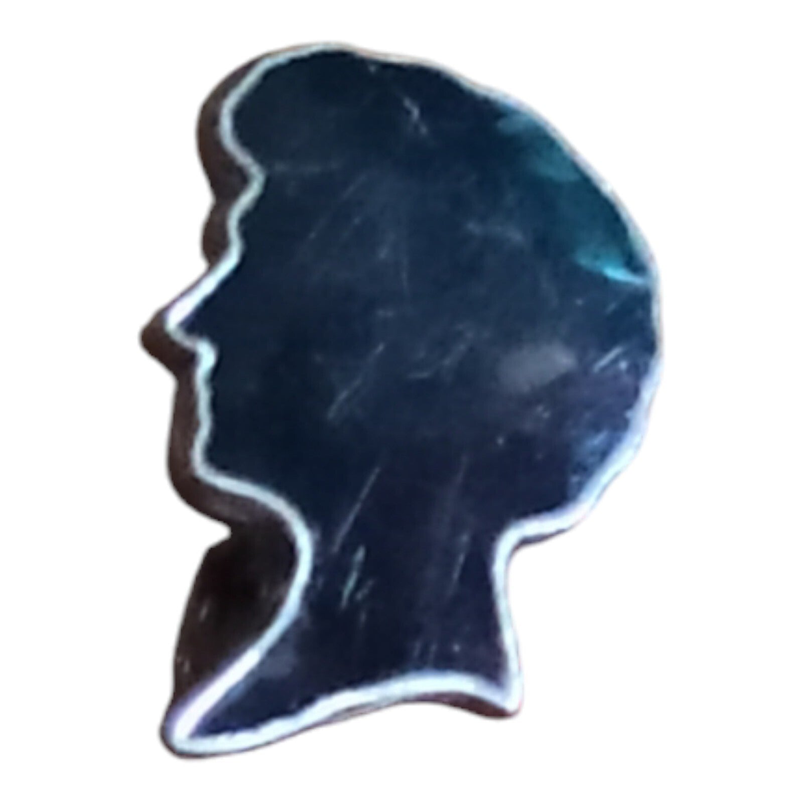 Broche vintage silhouette profil métal doré noir, bijou rétro élégant