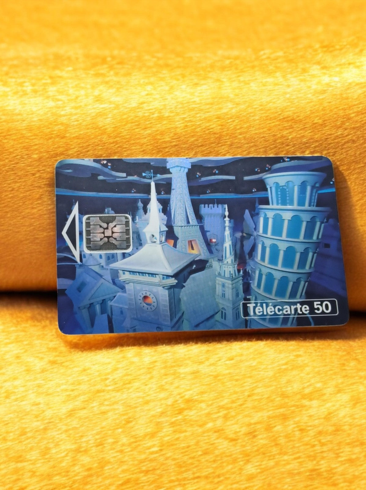 Télécarte 50 unités vintage, monuments illustrés, carte téléphonique puce