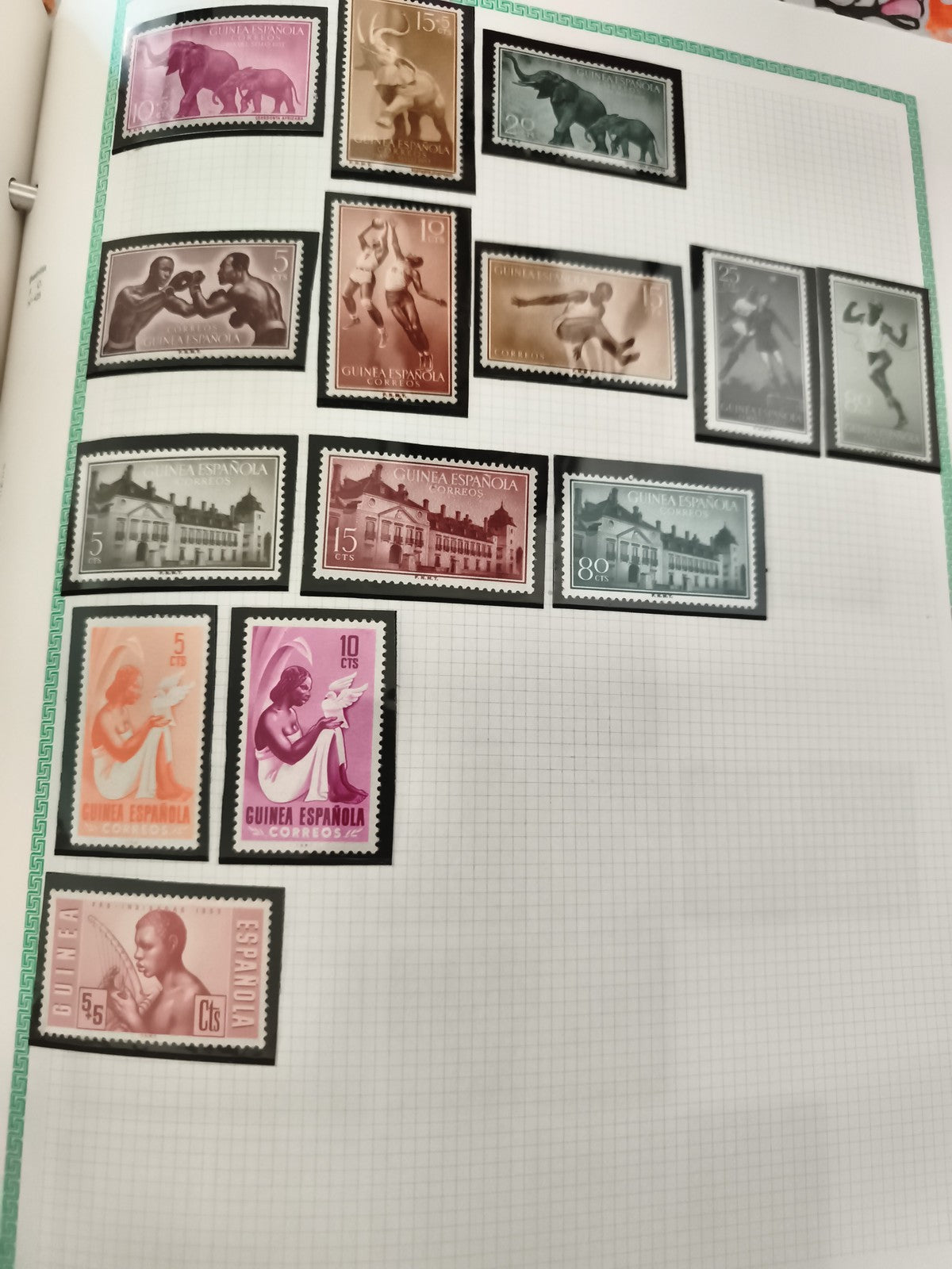Timbres GUINEA ESPAÑOLA Espagne sports faune architecture philatélie