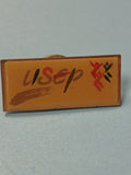 Pin's vintage USEP rectangulaire jaune ancien sport scolaire collection
