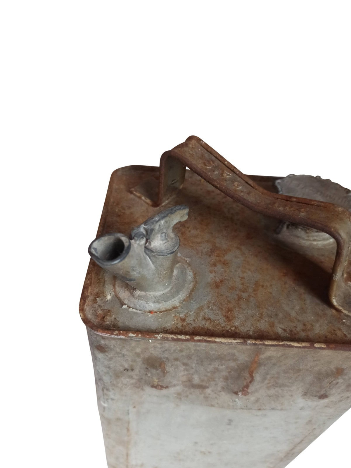 Jerrican essence ancien vintage métal patiné bidon carburant rétro déco