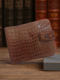 Porte-monnaie vintage cuir marron effet crocodile rétro ancien