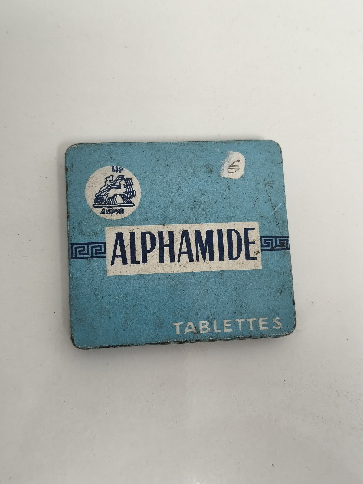 Boîte publicitaire ancienne ALPHAMIDE bleu vintage comprimés tablettes