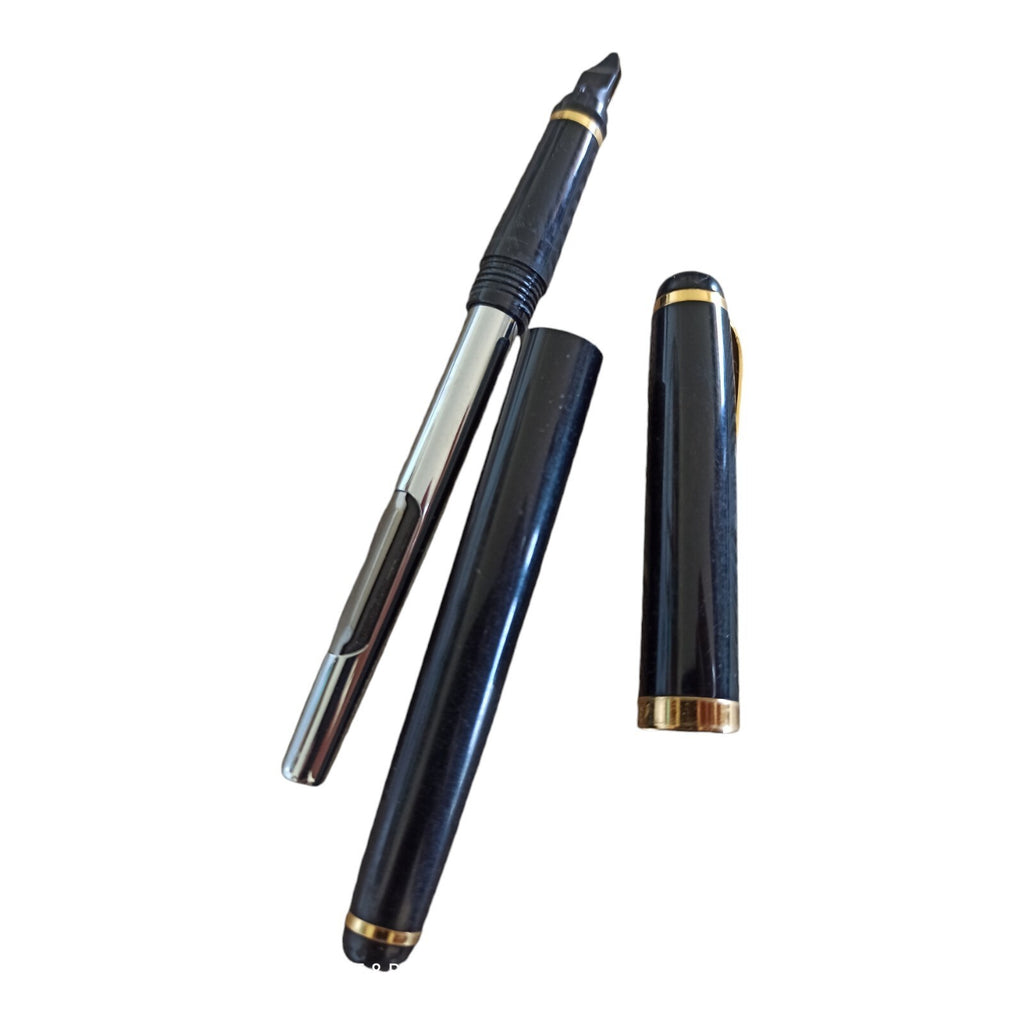 Stylo plume vintage noir et or 18k, finition docteur, rare ancien