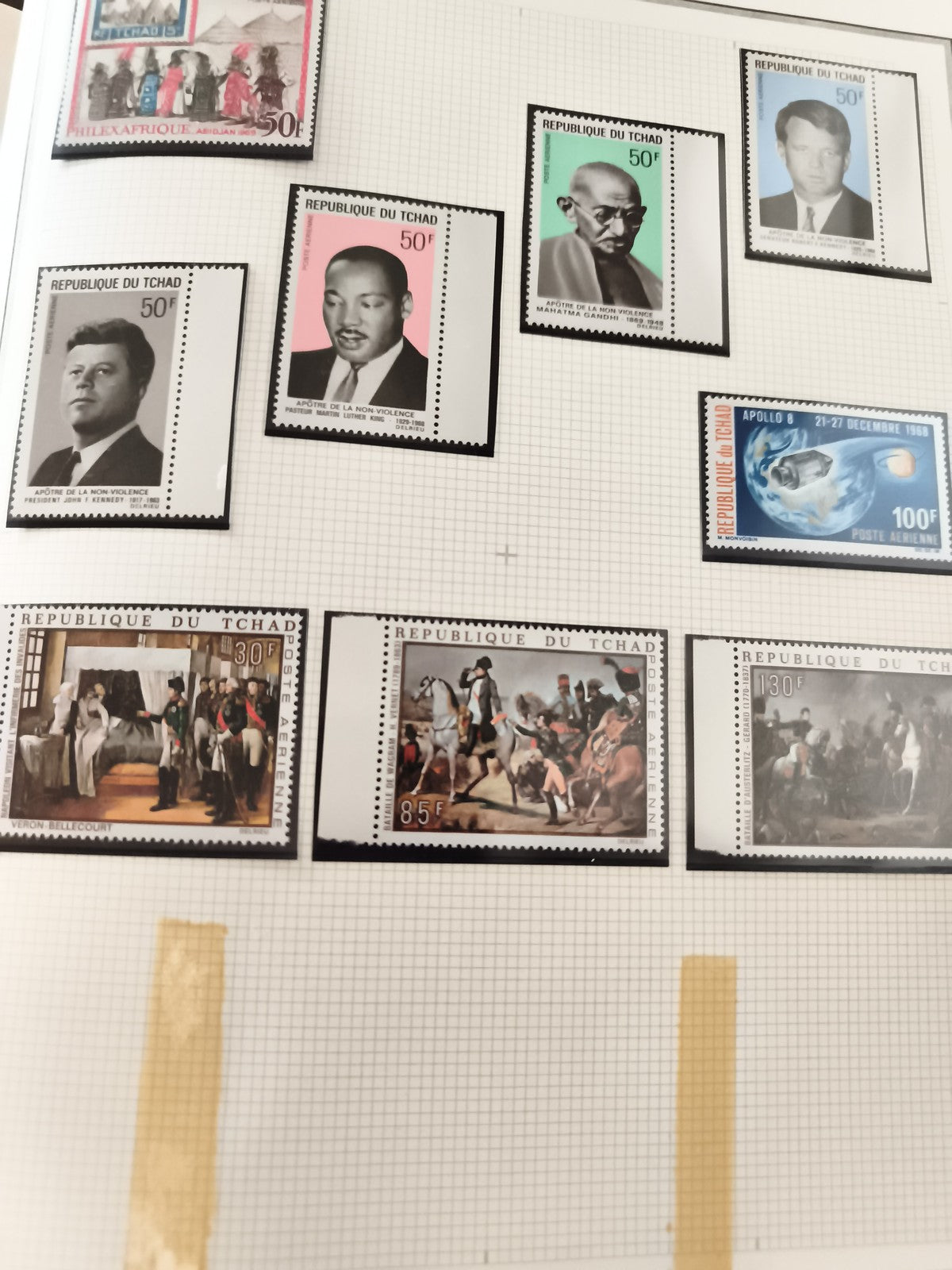 Timbres anciens République du Tchad neufs – personnages et histoire, philatélie