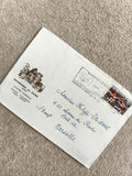 Lettre oblitérée Bourbonne-les-Bains 1990, timbre Centenaire du Mail Art