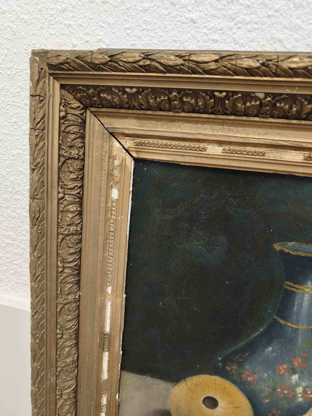 Ancien tableau signé Philippe Audras 1879? Nature morte cadre doré vintage