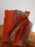 Foulard vintage léger plissé dégradé orange rose rétro accessoire mode ancien