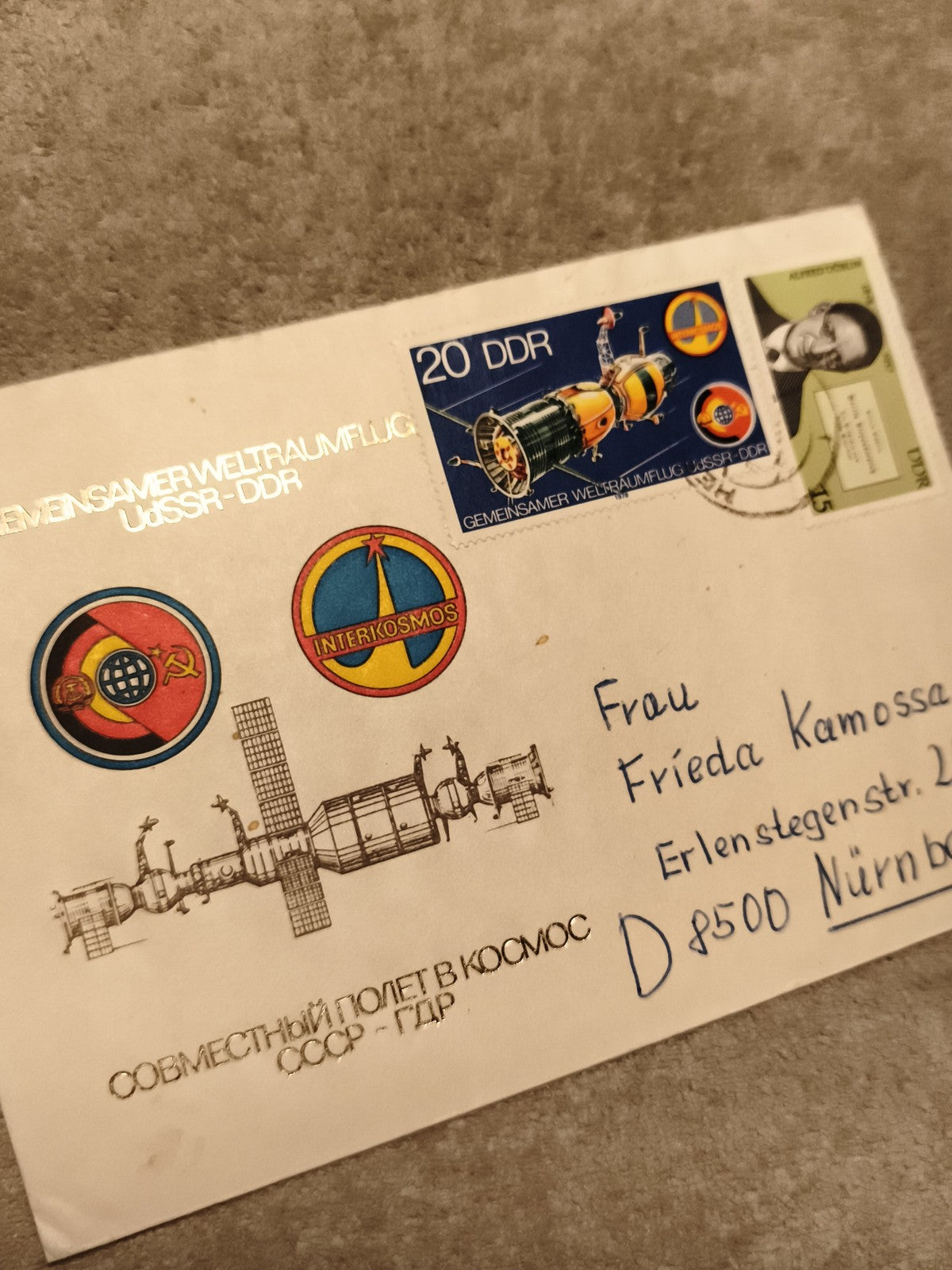 Lettre premier jour DDR cosmonaute 20 DDR Interkosmos espace URSS-GDR (Ref 27)