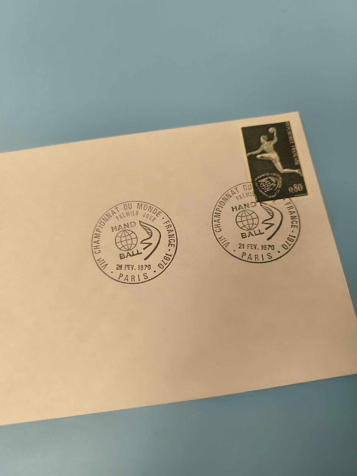 Ancienne enveloppe philatélie 1er jour Handball Paris 1970 vintage sport