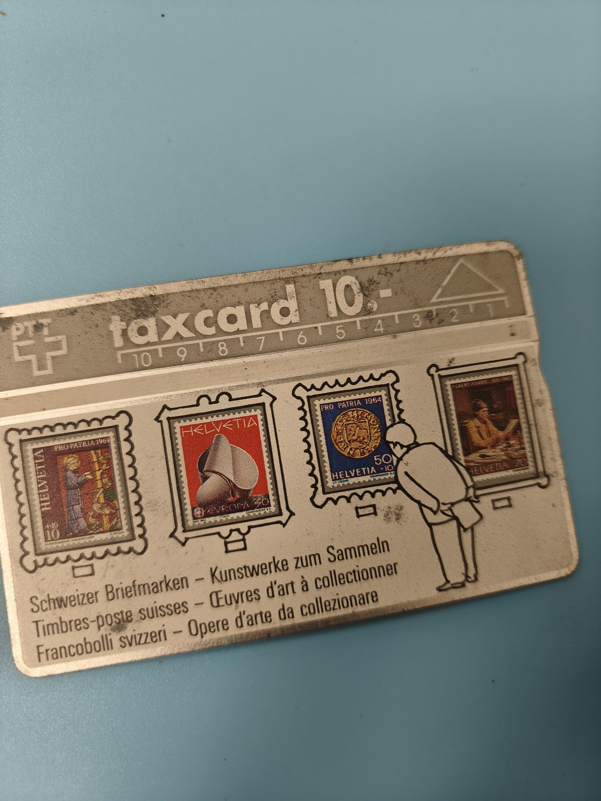 Ancienne télécarte suisse taxcard 10.- Musée timbres Helvetia collection