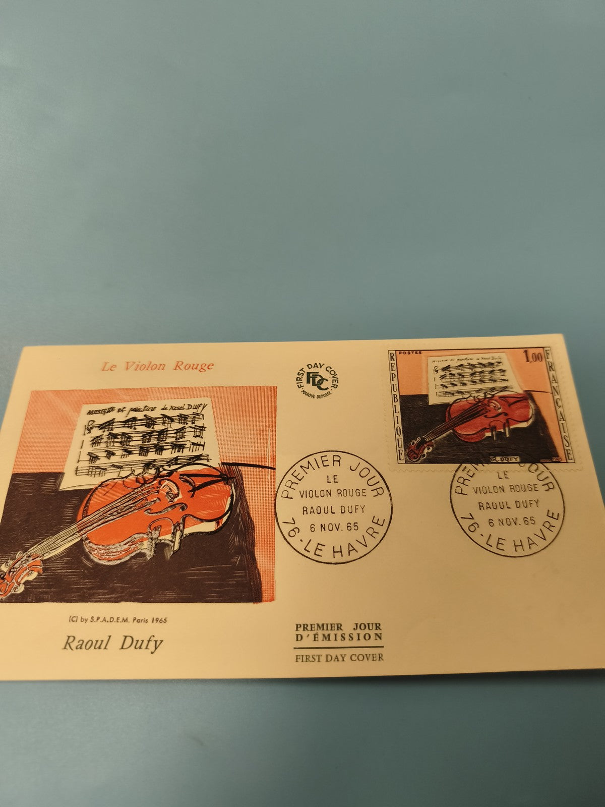 Enveloppe FDC Premier Jour Le Violon Rouge Raoul Dufy 1965 Timbre France