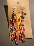 Boucles d'oreilles vintage pendantes pampilles rouges deadstock rétro