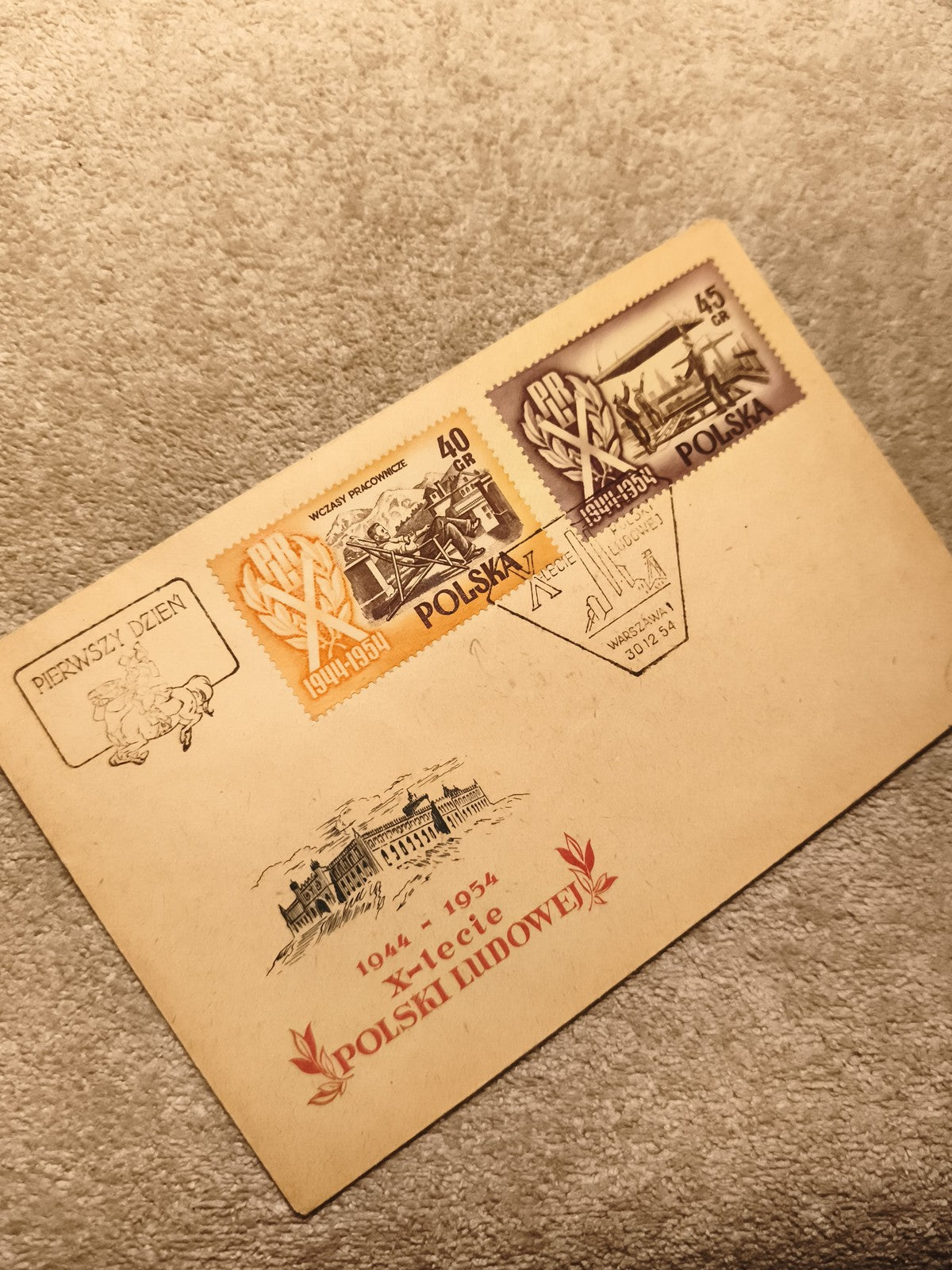 Lettre FDC Pologne 1944-1954 X-lecie Polski Ludowej timbres Polska (Ref 27)