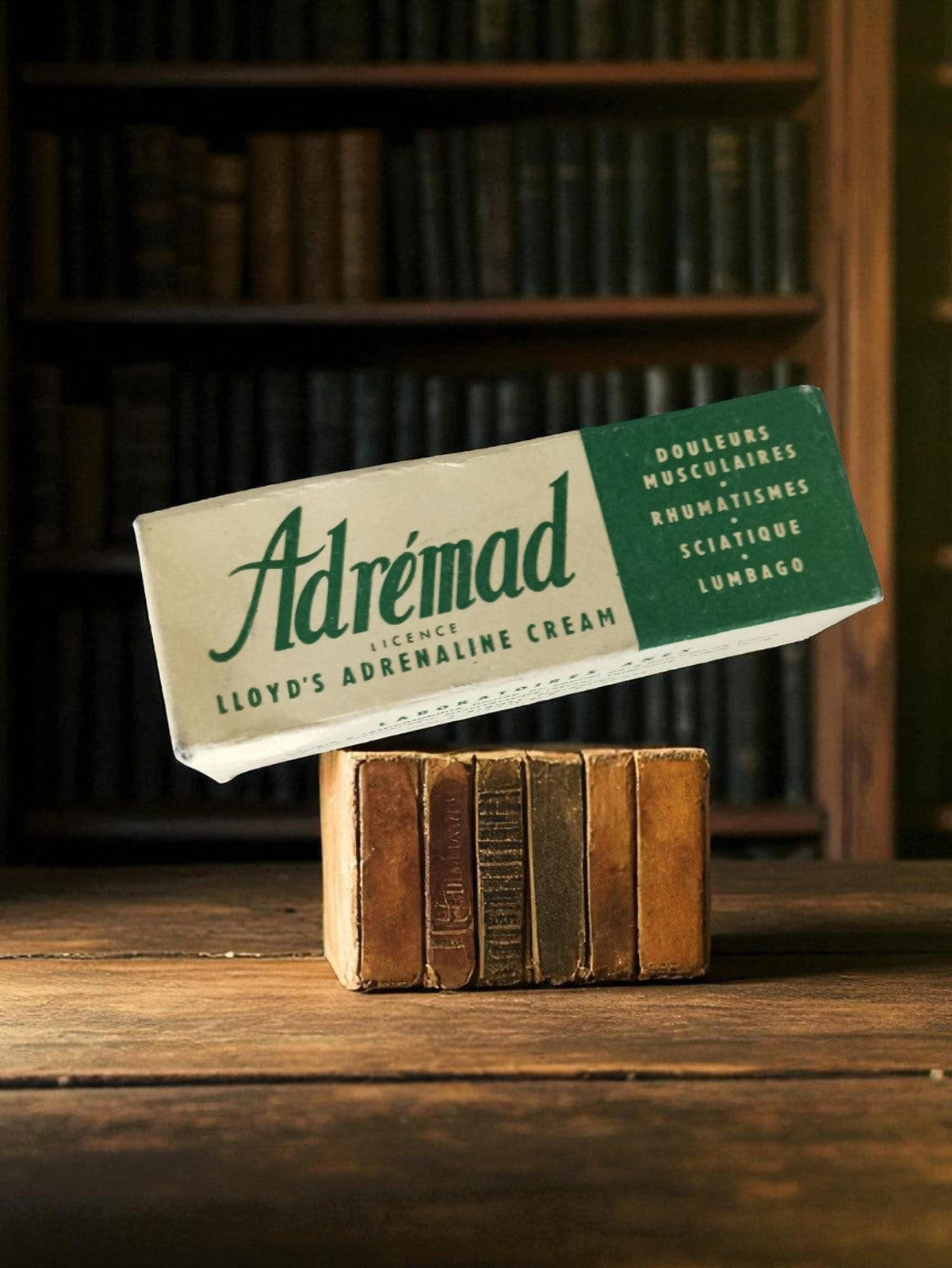 Boîte médicament vintage Adrémad Lloyd’s, ancienne crème antidouleur, curiosité