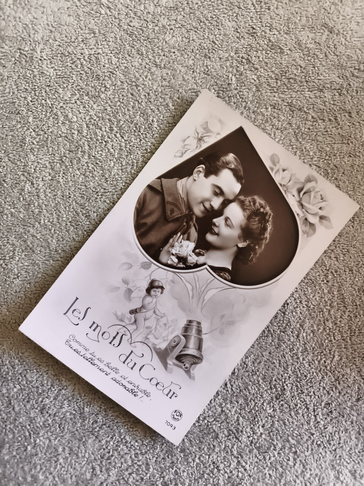 Carte postale ancienne CPA Les mots du cœur militaire romance
