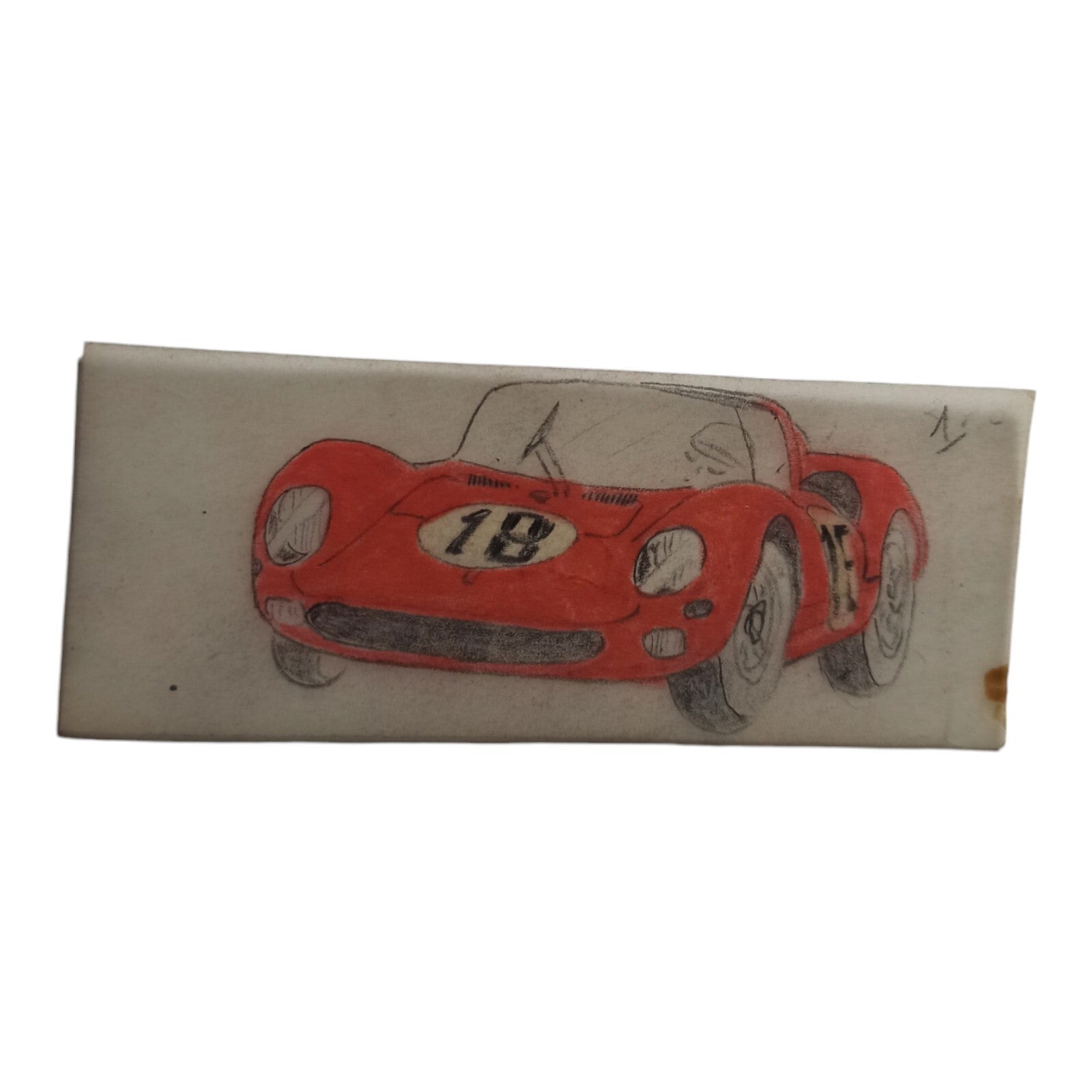 Dessin calque voiture course rouge 10cm style Dinky Scalextric vintage