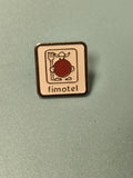 Vintage pin's fimotel carré logo personnage fourche collector ancien