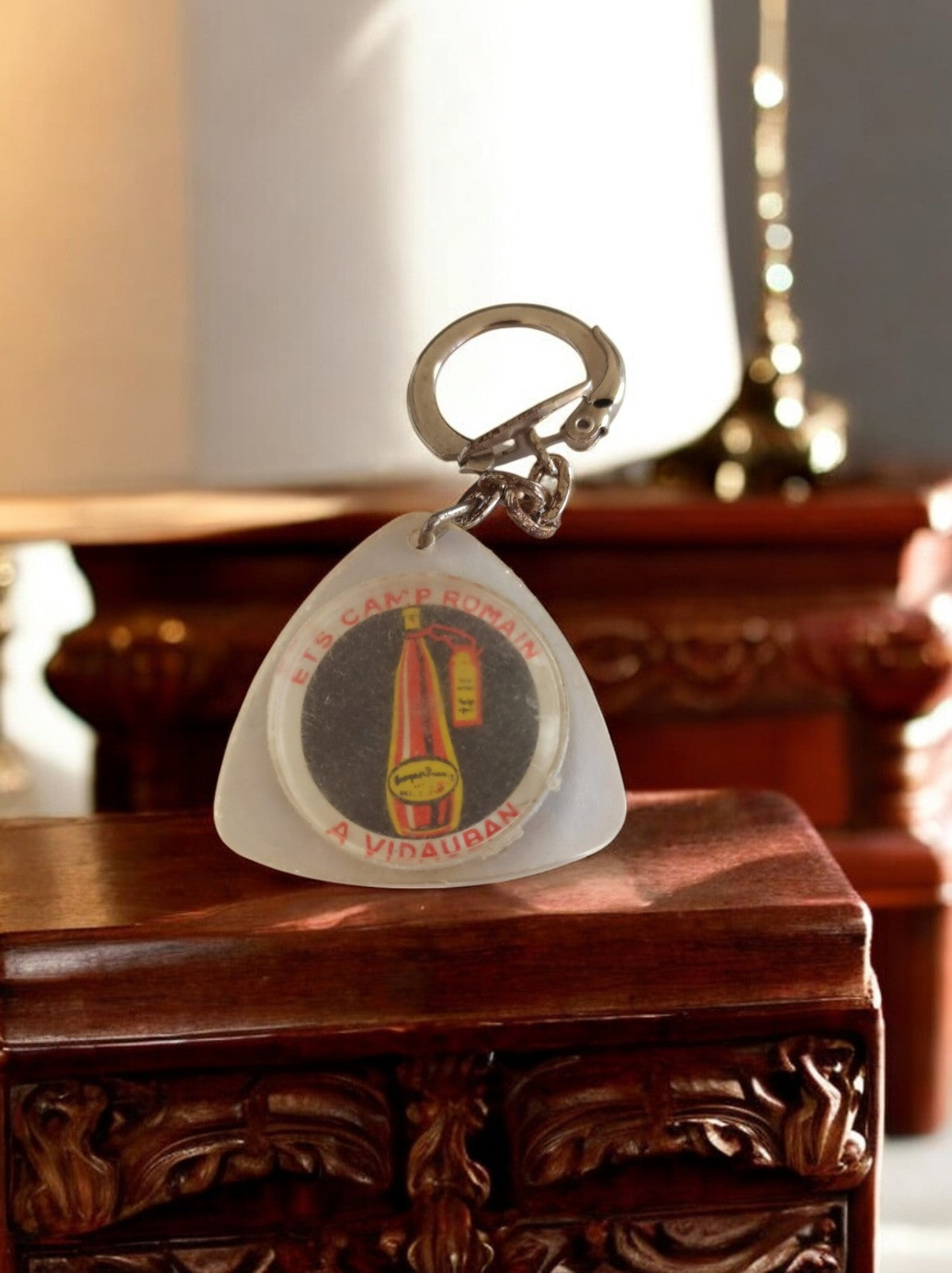Porte-clés publicitaire vintage Camp Romain Vidauban France, rare souvenir