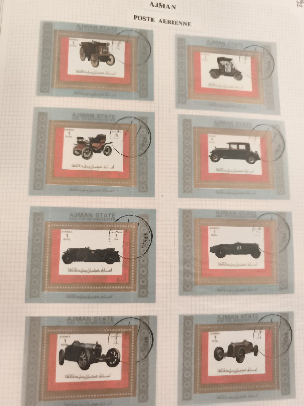 Timbres Ajman State Poste Aérienne autos anciennes oblitérés lot philatélie