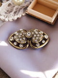 Broche vintage papillon strass scintillants, finition dorée, bijou ancien