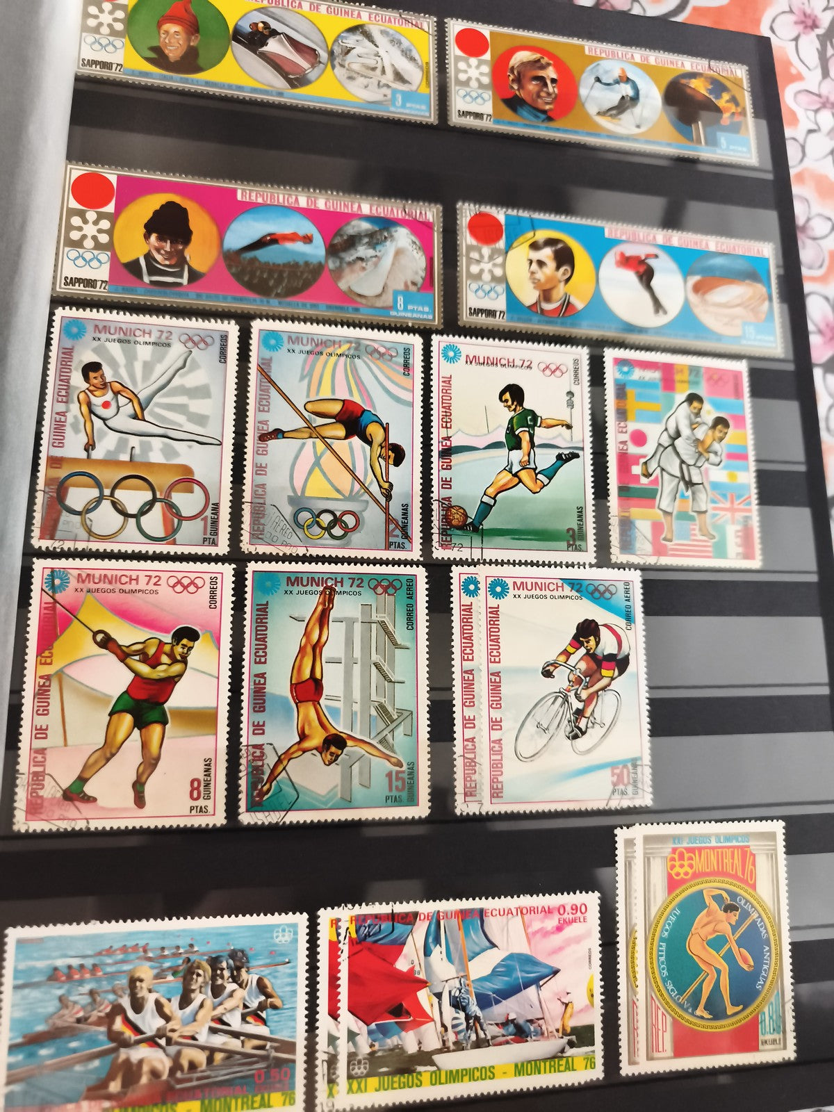 Timbres anciens Jeux Olympiques Guinée Équatoriale Sapporo Munich Montréal