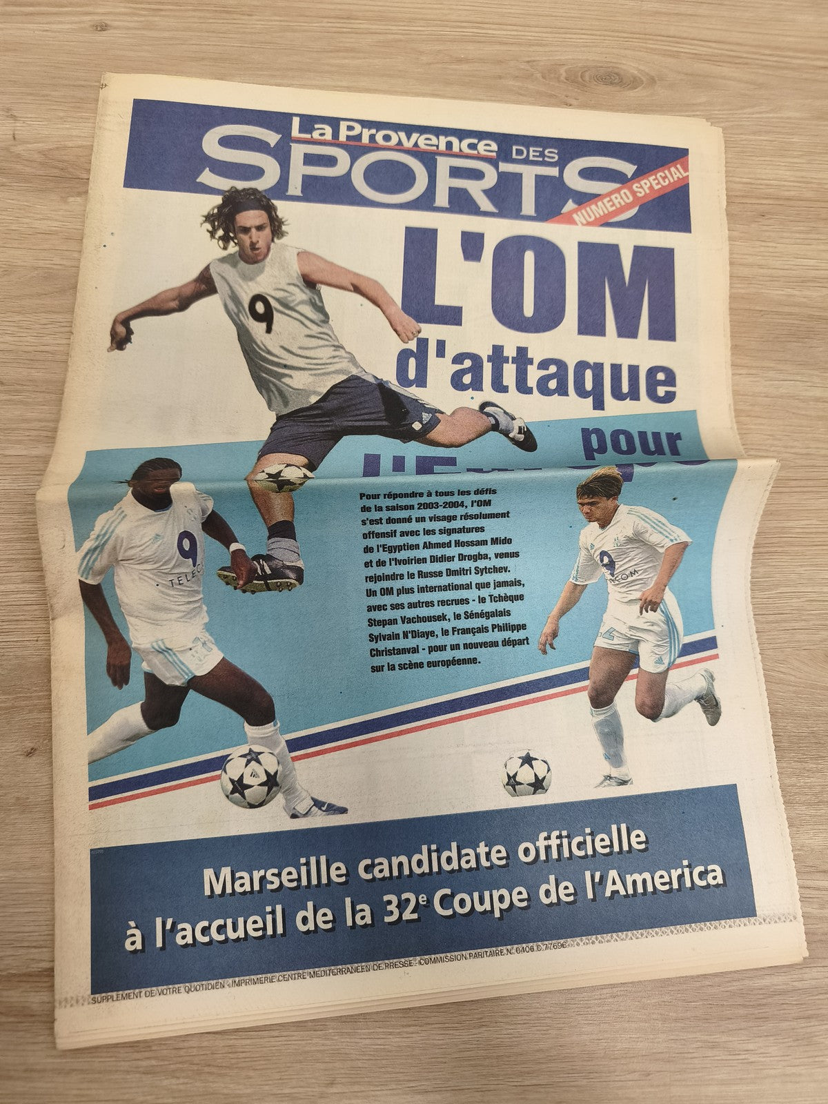 Ancien journal OM La Provence Sports 2003 Didier Drogba football vintage