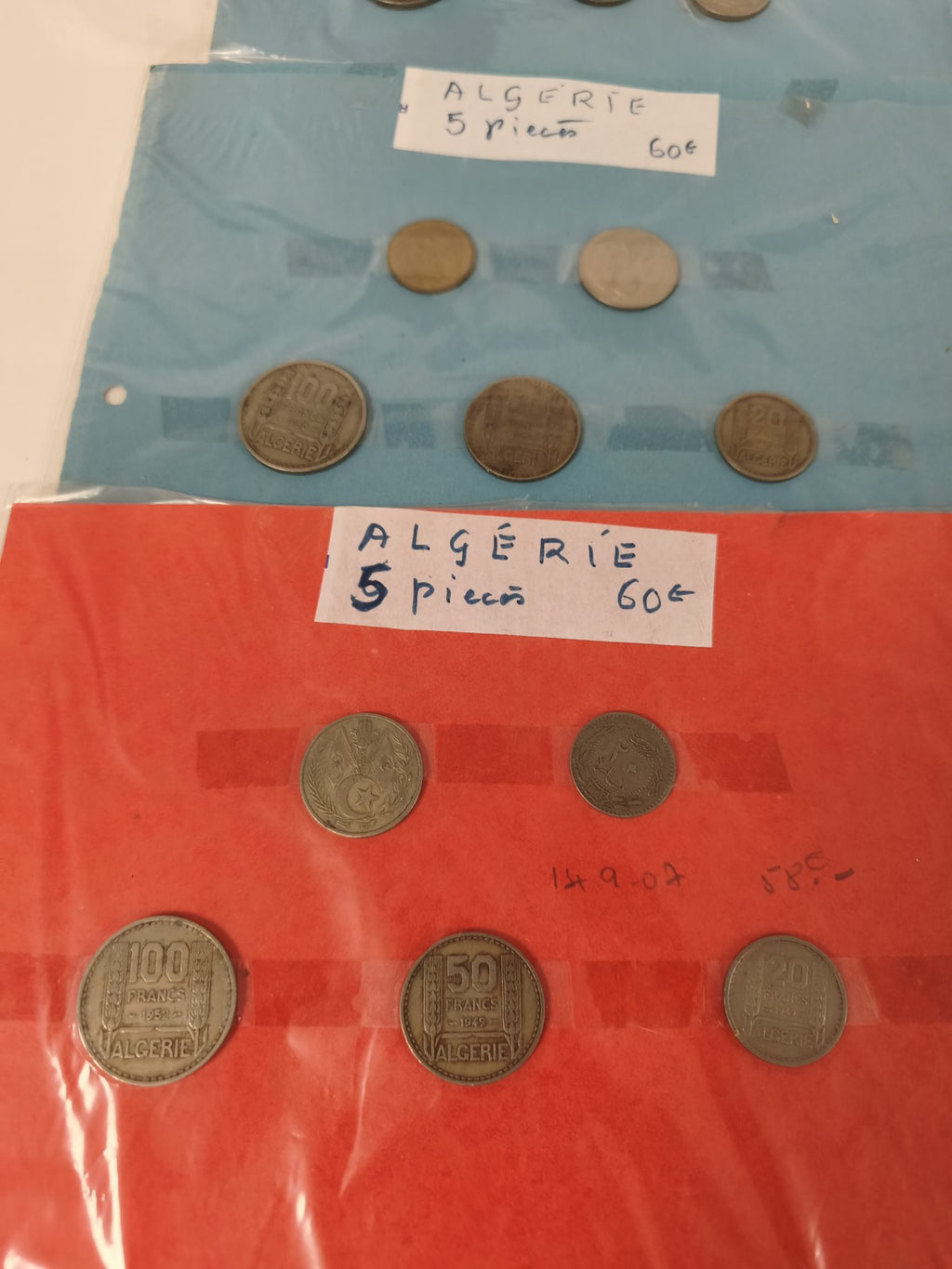 Lot de pièces anciennes Algérie, collection vintage, monnaies diverses état