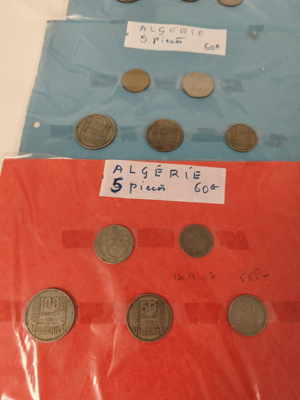 Lot de pièces anciennes Algérie, collection vintage, monnaies diverses état