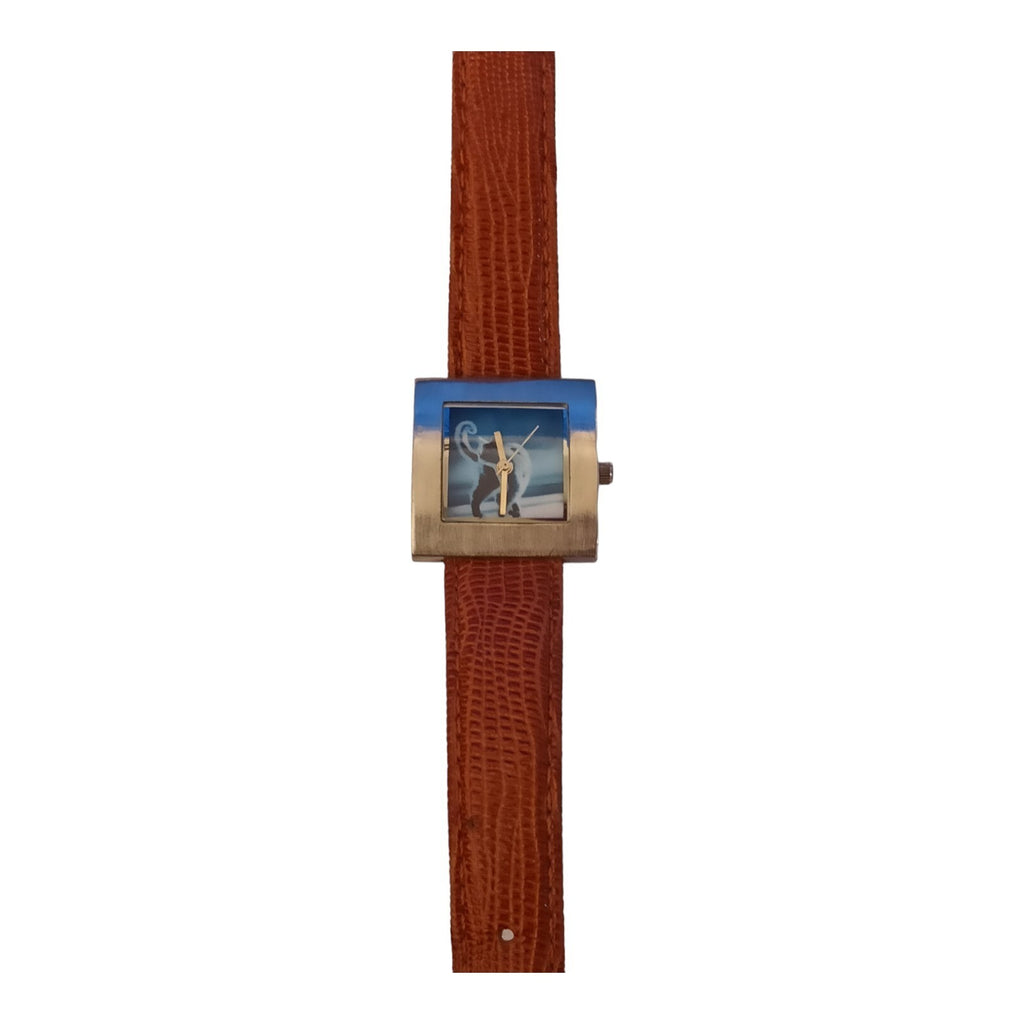 Montre bracelet cuir Sheba vintage cadran rectangulaire promotion concours