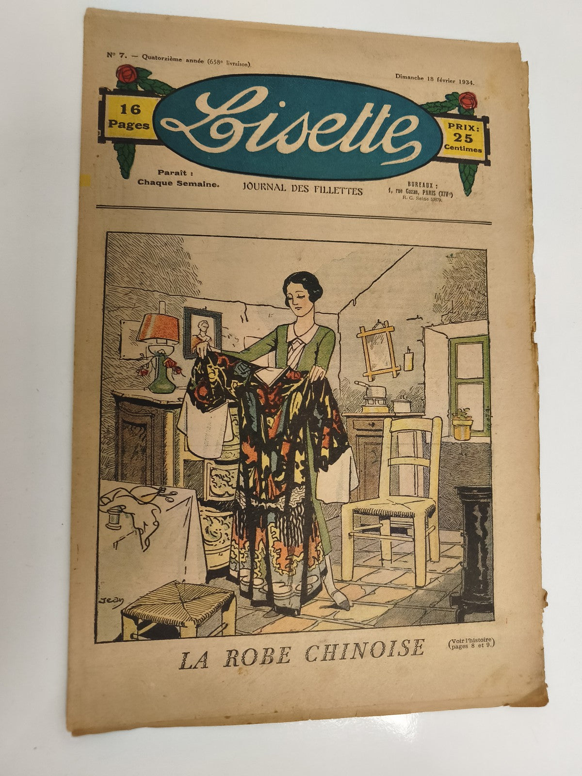 Ancien journal Lisette 1934, Journal des fillettes, couverture illustrée, vintag