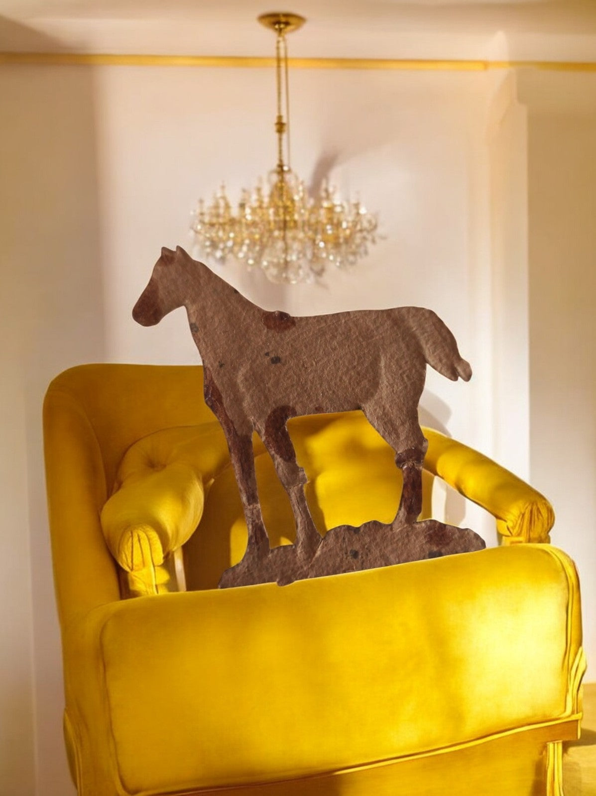 Chromo ancien cheval silhouette école d’antan déco rétro vintage