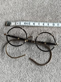 Lunettes anciennes rondes monture écaille aspect métal vintage XIXe siècle