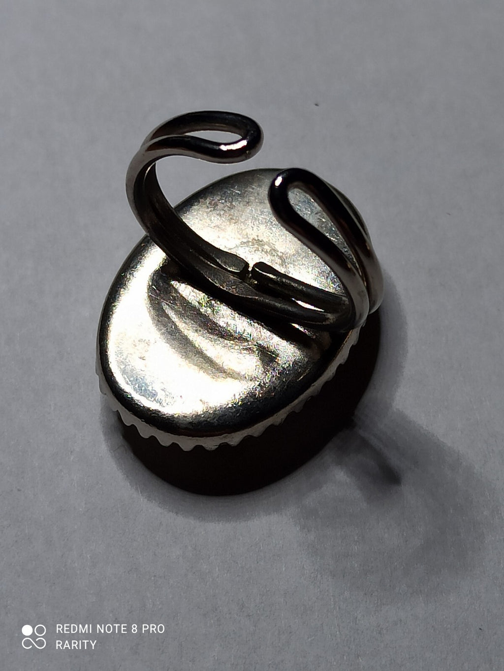 Bague afghane pierre ovale onyx aspect veiné, monture métal, taille 49, bijou et