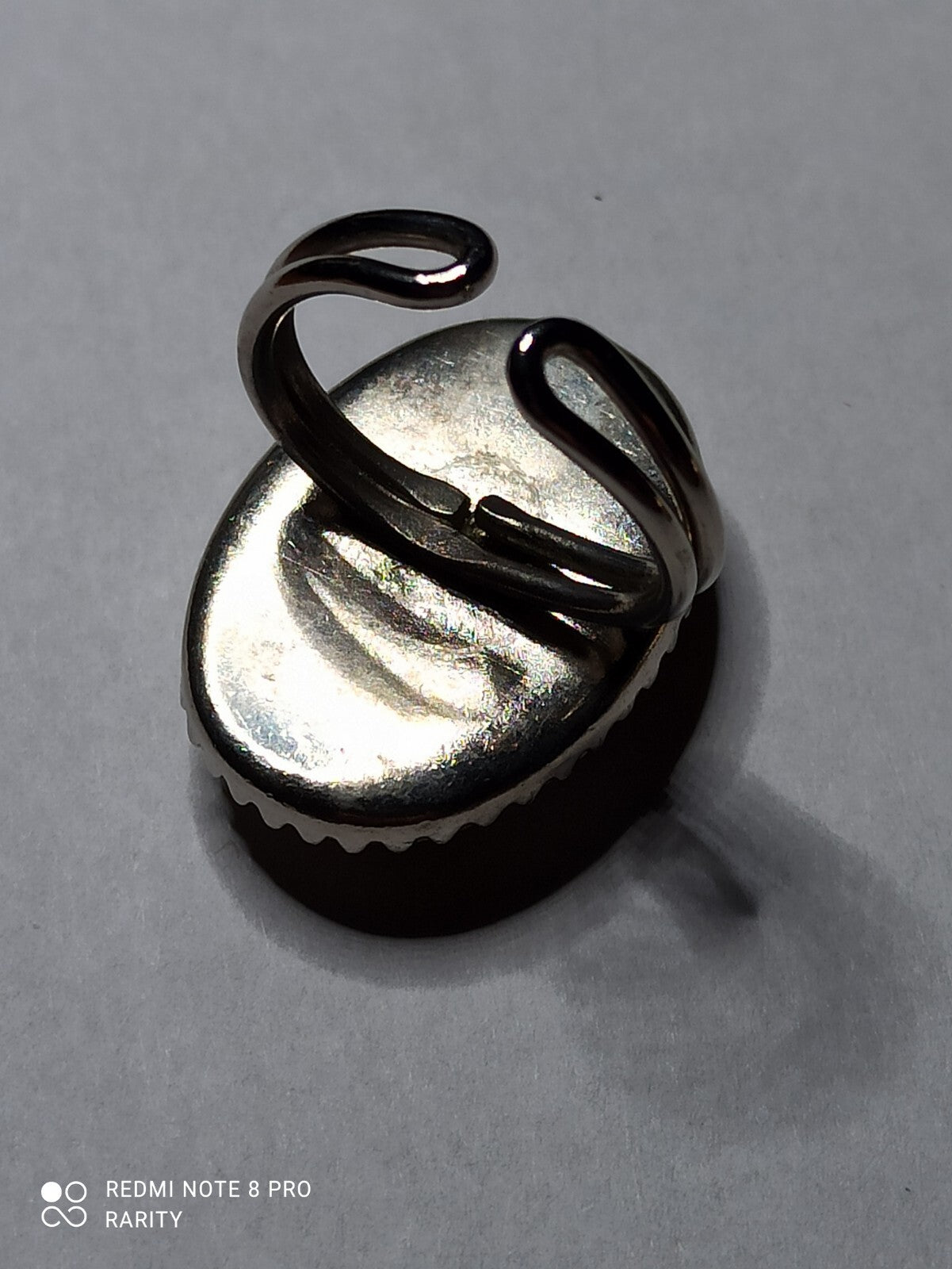 Bague afghane pierre ovale onyx aspect veiné, monture métal, taille 49, bijou et