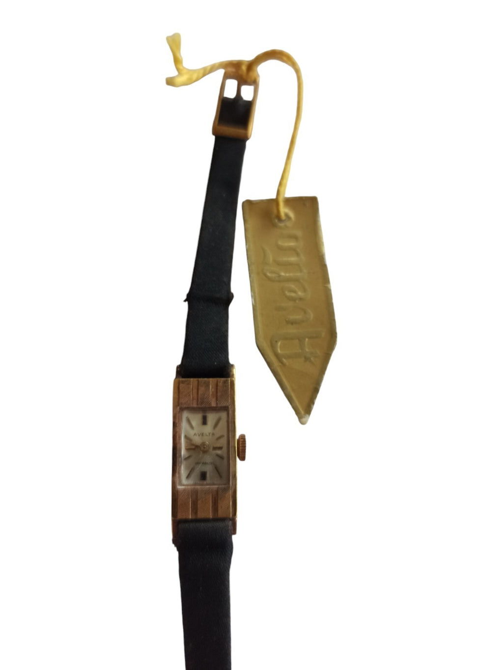 Montre femme Avelta mécanique vintage rectangulaire dorée avec étiquette