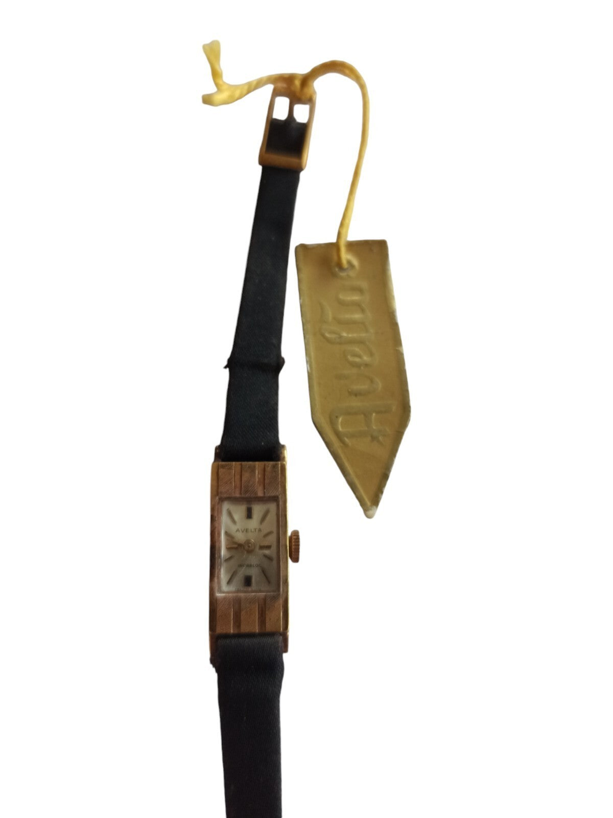 Montre femme Avelta mécanique vintage rectangulaire dorée avec étiquette